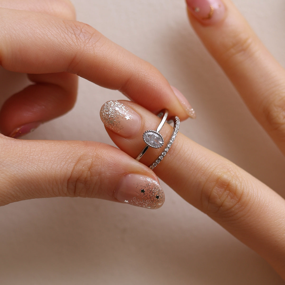 Double Sparkle Layered Ring