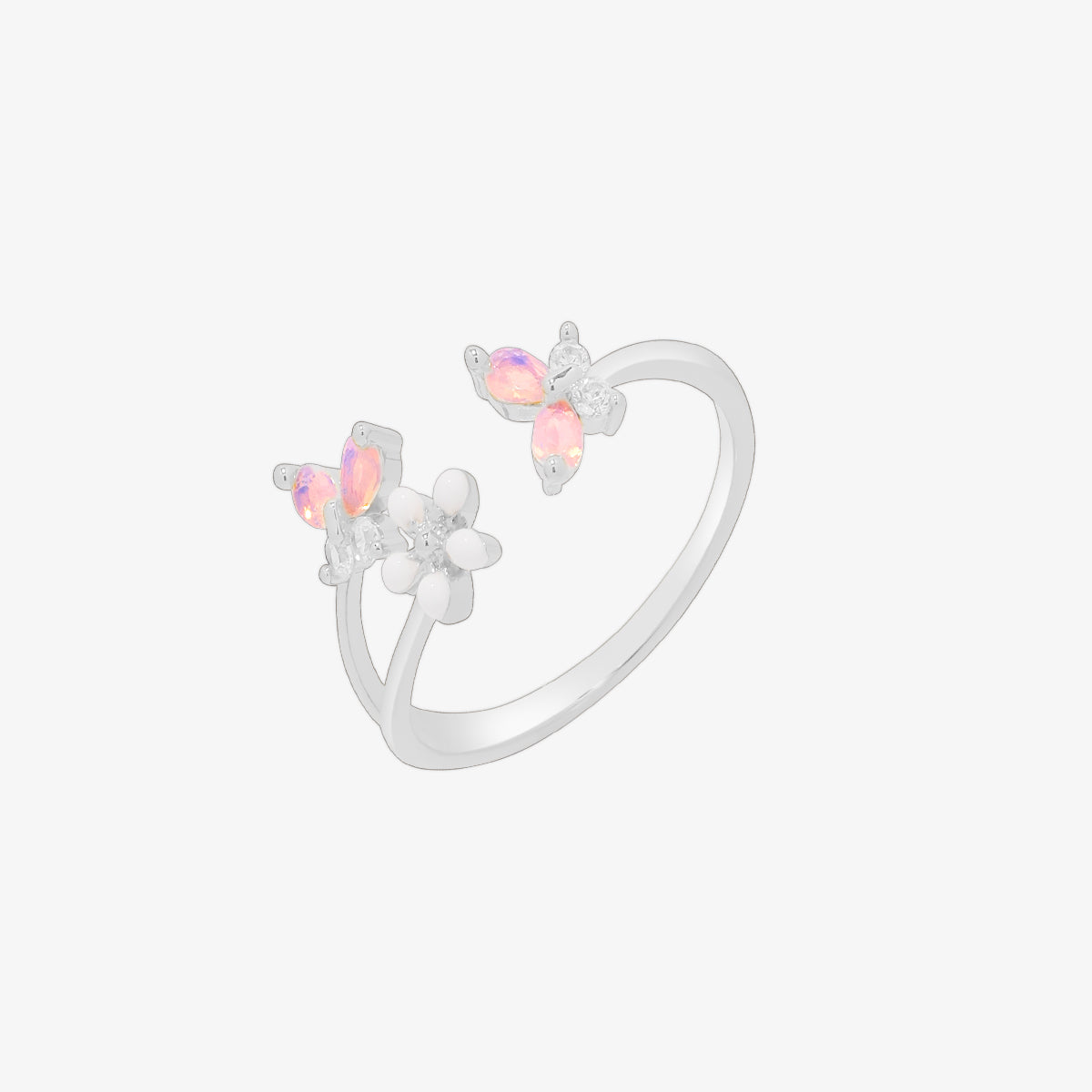 White Petal Butterfly Ring